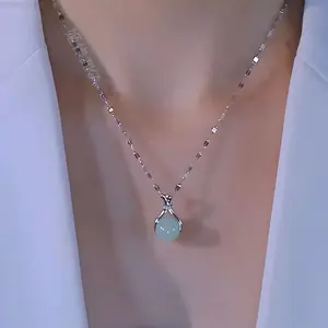 Women's Pendant Necklace with Chinese Style Fortune Pouch Charm, Elegant Light Luxury Ethnic Jewelry for Daily Wear