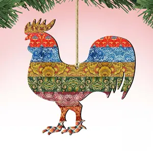 Rooster Quilted Pattern Wooden Ornaments by G. DeBrekht - Easter Spring Decor - 8198135