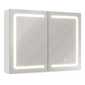 2 Doors LED Medicine Cabinet with Mirror White