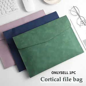 Leather A4/A5 File Bag Waterproof Durable Large Capacity Document Folder Business Office School Paper Storage Supplies
