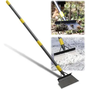 Garden Cleaning Shovel, 63" Adjustable Floor Ice Scraper Long Handle Heavy Duty Tool, Multifunctional Flat Snow Shovel Gardening Tools for Digging, Weeding,Scraping