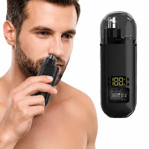 Professional Painless Nose Hair Trimmer, Unisex, Portable Mini Nose Hair Remover, Personal Care Appliances for Men & Women, Rechargeable Trimmer, LED Display Nose Clipper, Waterproof Dual Edge Blades Clipper for Easy Cleaning