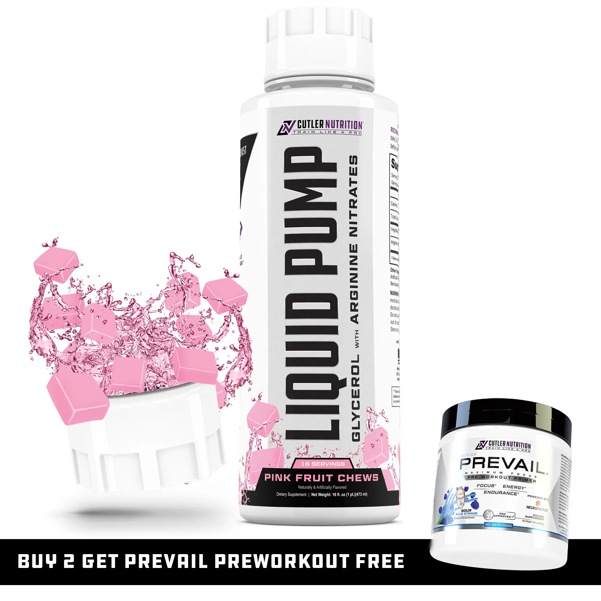 Cutler Nutrition Liquid Pump Caffeine Free Pre-Workout Supplement with Glycerol & Arginine Nitrates for Muscle Pumps and Hydration - Gym