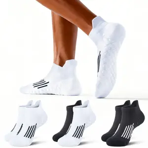 Men's Multicolor Athletic Striped Ankle Socks, 6-Pack (3 Black, 3 White), Thin Summer-Friendly Performance Socks, Moisture-Wicking, Breathable, Anti-Slip, Shock-Absorbing, Ankle Support, Arch Compression, Absorbent, for Basketball, Running, Size 9-12, Mul
