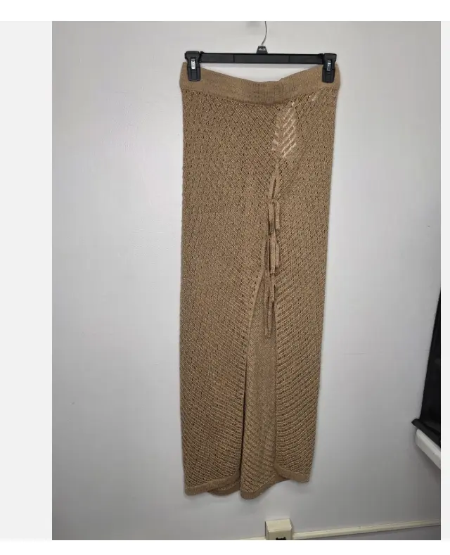 Dotti Women's Crochet Side-Slit Triple-Tie Casual Cover-Up Maxi Skirt - Taupe Womenswear Bottoms