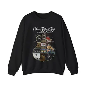 The Allman Brothers Band 50th Anniversary Cotton Black T-Shirt Sweatshirt, Cotton Men Casual