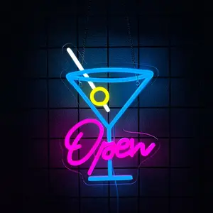 Bar Open Neon Sign for Business,Cocktails  Neon Lights, Neon Bar Signs for Wall Decor USB Light Letter Sign Neon for Gift Store Beer Bar Restaurant