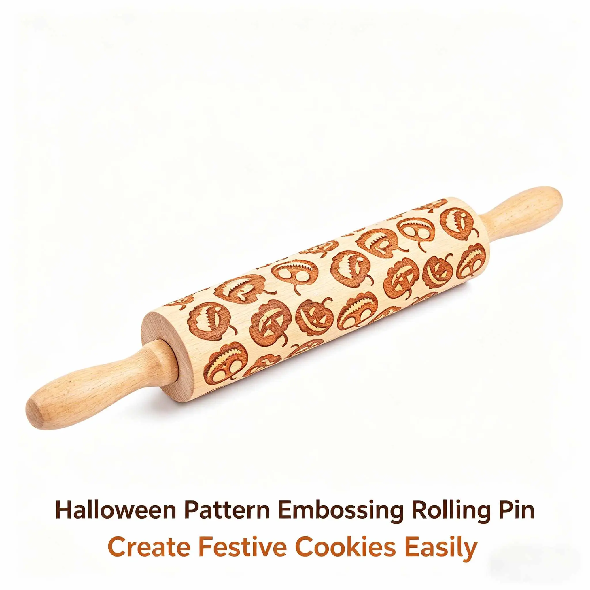 1pc Halloween-themed patterns Cookie molds, Embossing Rolling Pin, LaserEngraving Rolling Pin, Biscuit Decorating Roller, Suitablefor Christmas Gifts