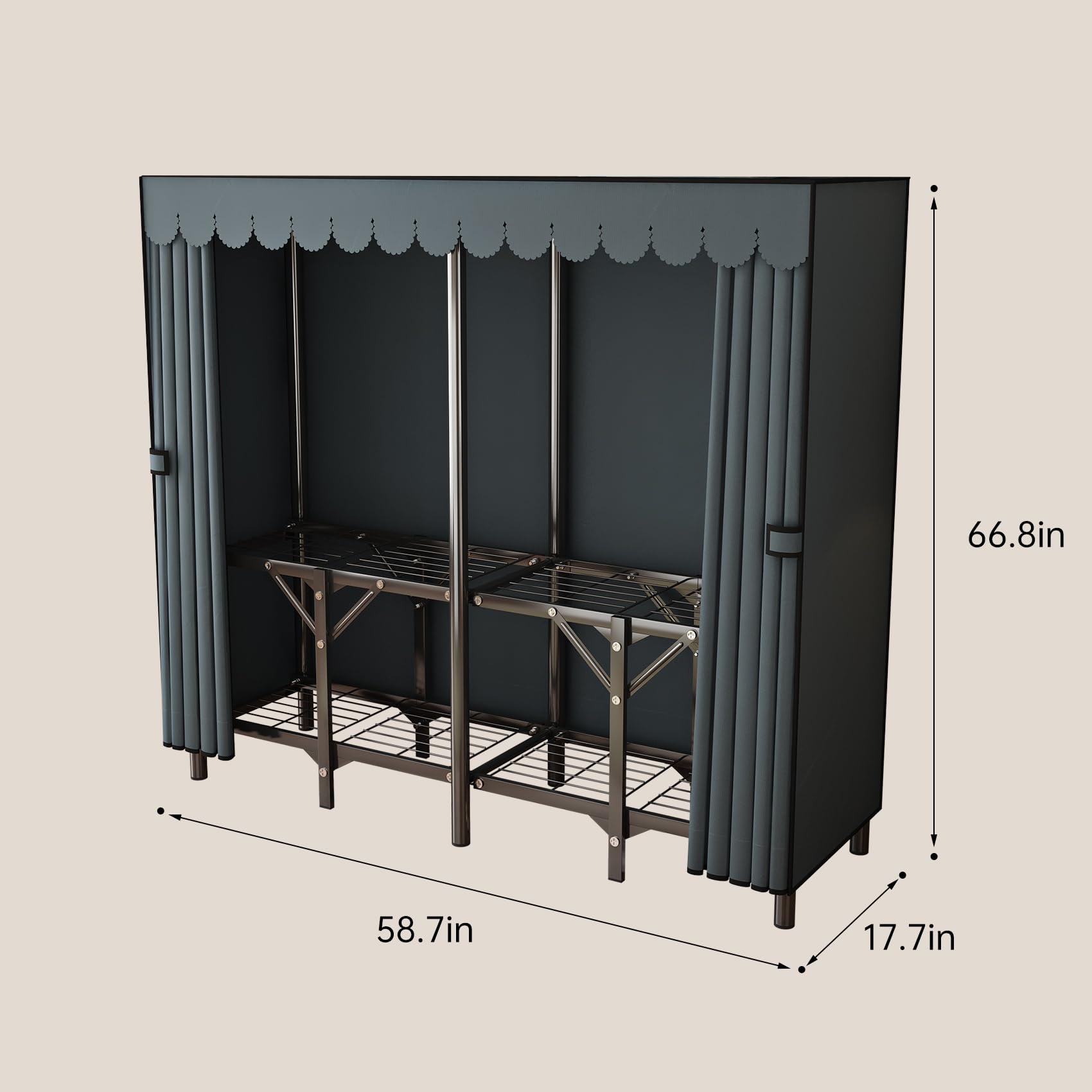 Portable Wardrobe Closet for Hanging Clothes Folding Heavy Duty Clothes Rack with Cover Large Covered Freestanding Foldable Closets Bedroom Armoire Storage Garment Racks