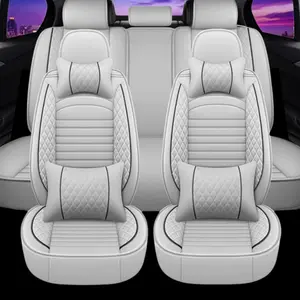 For Volkswagen JETTA 2008-2021 2022 2023 Car Seat Cover, 5 Sits PU Leather Car Seat Protector, Car Decoration Comfort & Protection, 5 Seat Full Set Car Seat Cushion Front + Rear Non-slip Pad Protective Mat Accessories , Universal Fits for Most Car