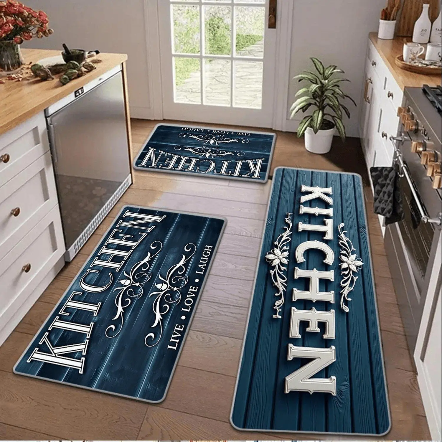 1pc Modern Thick Cushioned Flannel Mat, Anti‑Skid Backing Non‑Slip Machine Washable Decor Floor Rug for Bathroom Bedroom Living Room Dining Room Kitchen