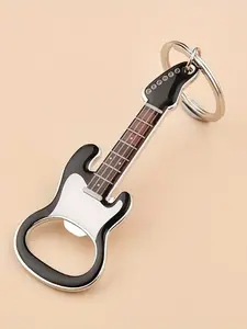 Guitar Shape Zinc Alloy Keychain, Fashion Electric Guitar Design, Durable Metal Ring, Perfect Gift for Music Lovers