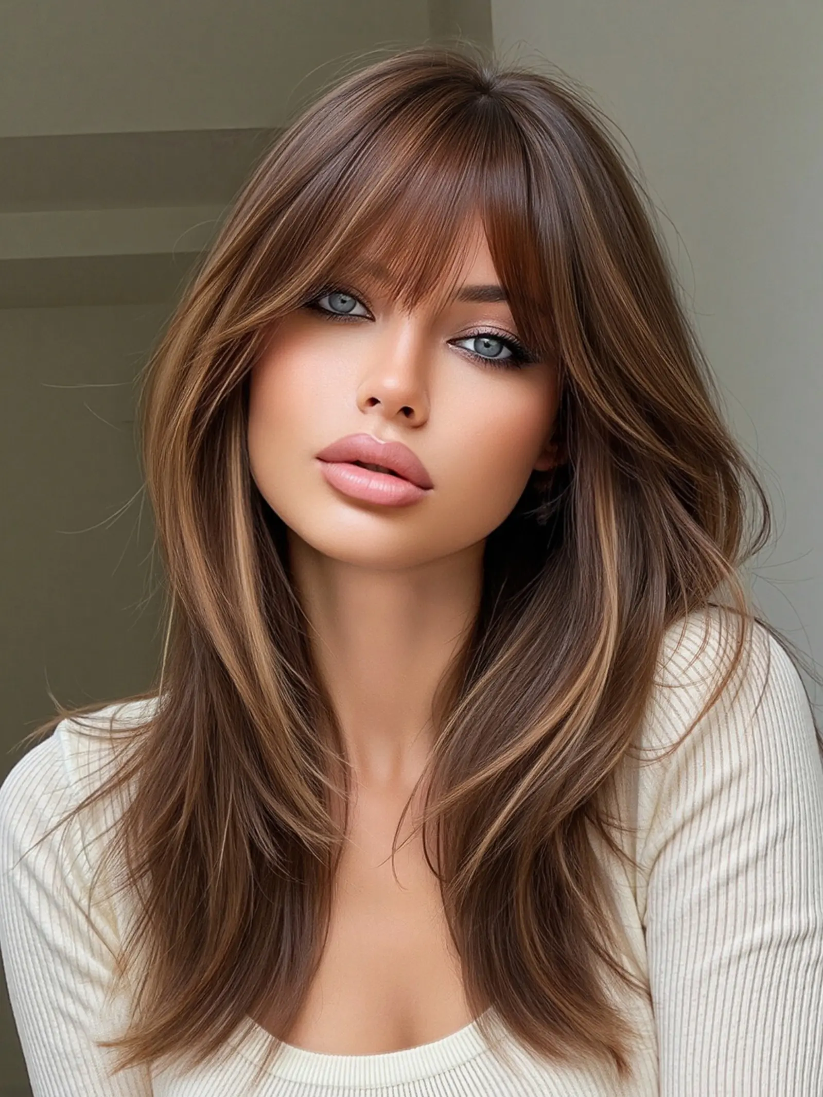 18 Inch Mid-Length Wig with Bangs, Heat Resistant Synthetic Hair for Women, Versatile Natural and Glamorous Style, Synthetic Material Wigs, Straight Synthetic Wigs, Synthetic Fiber Wig, Heat Friendly Wig, Synthetic Machine Wigs