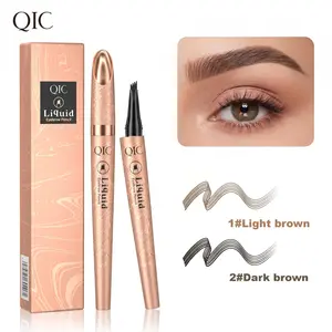 QIC Magic 4-Tip Microblading Eyebrow Pencil, Upgraded Waterproof Long-Lasting 3D Eyebrow Pen, Natural Flawless Brow Tint Makeup Cosmetic for Women Daily Use & Gift, Light Brown