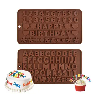 2pcs Silicone Alphabet and Number Chocolate Molds for Cake Decoration Perfect for Birthday Parties Treats Candy Ice and Cookie Decorating Durable Silicone Baking Molds for Celebrations and Festive Events