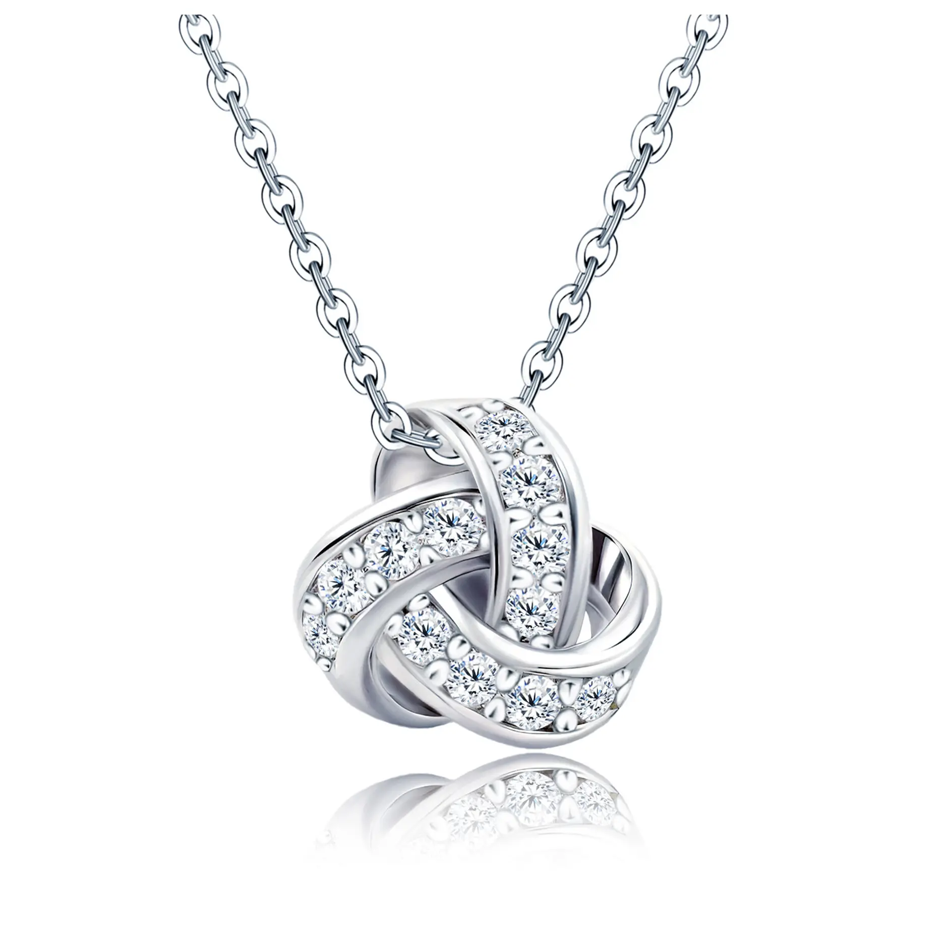 925 Sterling Silver Celtic Knot Necklace with Cubic Zirconia – Interlocking Triple Circle Pendant, Symbol of Eternity & Love, Elegant Jewelry Gift for Women Anniversary Christmas Gift