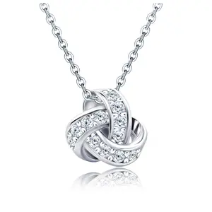 925 Sterling Silver Celtic Knot Necklace with Cubic Zirconia – Interlocking Triple Circle Pendant, Symbol of Eternity & Love, Elegant Jewelry Gift for Women Anniversary Christmas Gift