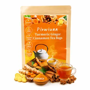 Turmeric Ginger Cinnamon Herbal Tea Bags | Gentle Body Support, Biodegradable, Caffeine-Free, Sugar-Free, Vegan & Gluten-Free, 120 Count Herbal Anti-inflammatory Turmeric Tea