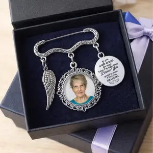 Personalized Memorial Graduation Lapel Pin With Photo Charms, Grandma Walking Beside You On Graduation Day, Graduation 2026 Gown Pin For Son