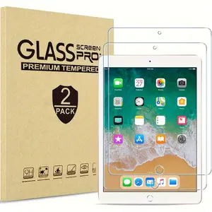 2-Pack Tempered Glass Screen Protector for Tablet iPad 9.7 2017/2018/5th/6th/air1/air2/pro 9.7 2016 Models, HD Clear Anti-Scratch Bubble-Free Installation