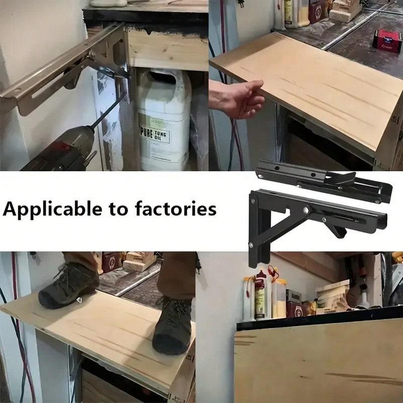 TAIMASI Heavy-Duty Folding Shelf Brackets - Space-Saving Wall-Mounted Design For Tables & Workbenches | Includes Mounting Screws - Seasonal Solution For: • Labor Day Workshop Upgrades • Thanksgiving Extra Serving Space • Christmas Gift For DIY Enthusiasts