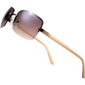 Minimalist Semi-rimless Rectangular Sunglasses for Men Women - Exquisite Packaging