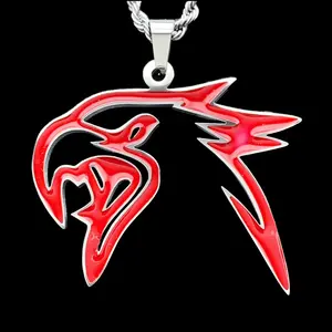 Red Trackhawk Necklace SRT - 1.5" Mirror Polished Pendant in Solid 316L Stainless Steel with Red Enamel Finish Choice of Chain Free Gift Included