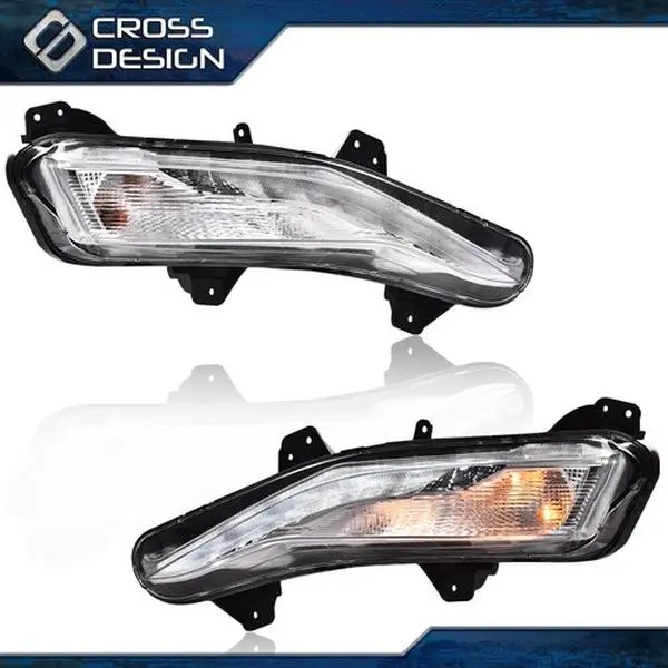 CROSSDESIGN High Quality Replacement Front Left/Right Bumper Fog Lights - LED DRL, Turn Signal Lamps, Plug-and-Play Pair Set for 2019-2022 Chevy Malibu (Front Left is Driver Side), Front Left (Driver Side)