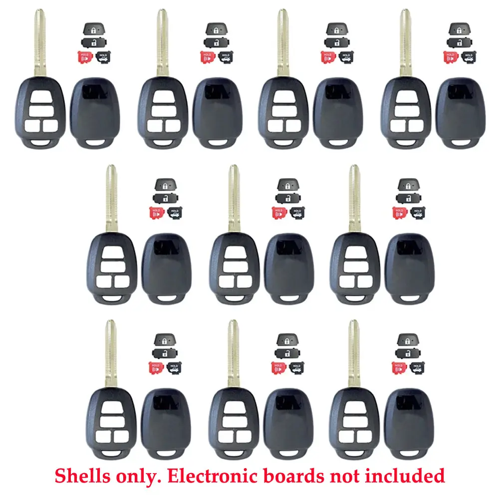 Car Key Shell with Buttons for 2012-2019 Toyota Scion, 4B Design (10 Pack)