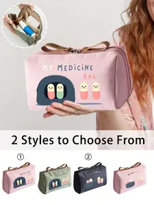 Portable Medicine Bag, Small Pill Box & First Aid Kit, Cute Cartoon Design, Travel Essential, Daily Outdoor Use, Medical Accessories
