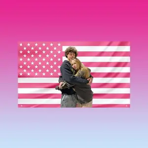 Freya Skye & Malachi Barton Flag, Celebrity Couple Wall Durable Decorative Tapestry, Teen Star Aesthetic Room Decor, Trendy Pink Bedroom Flag