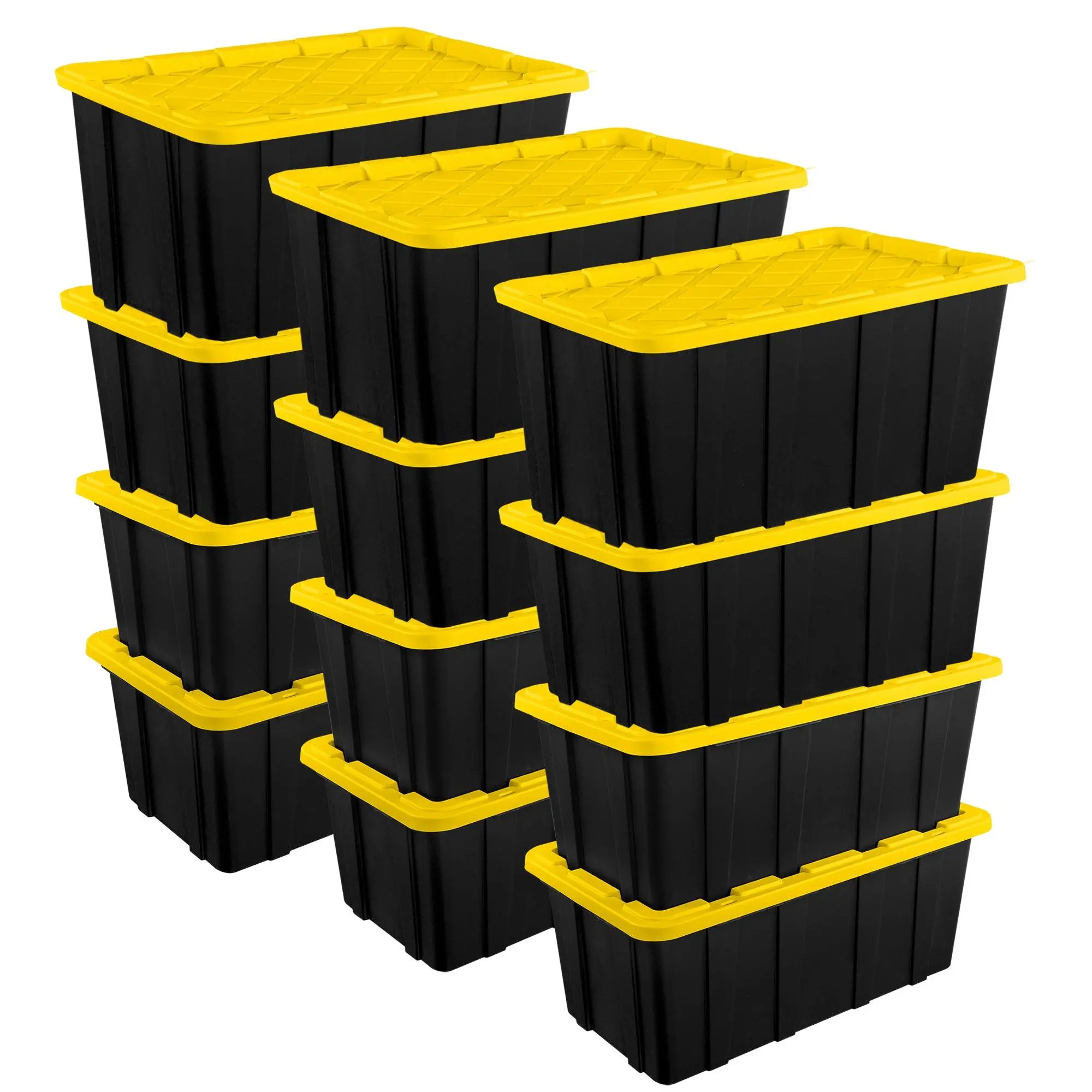 Sterilite 38 Gallon Industrial Stackable Storage Tote Lidded Containers, 12 Pack Sterilite 38 Gallon Industrial Stackable Storage Tote Lidded Containers, 12 Pack