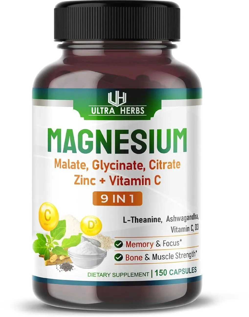 Tripple Magnesium Complex, with Magnesium Malate, Glycinate, Citrate - High Absorption Magnesium Supplement for Sleep Quality, Nerve & Muscle Relaxation | 150 Capsules