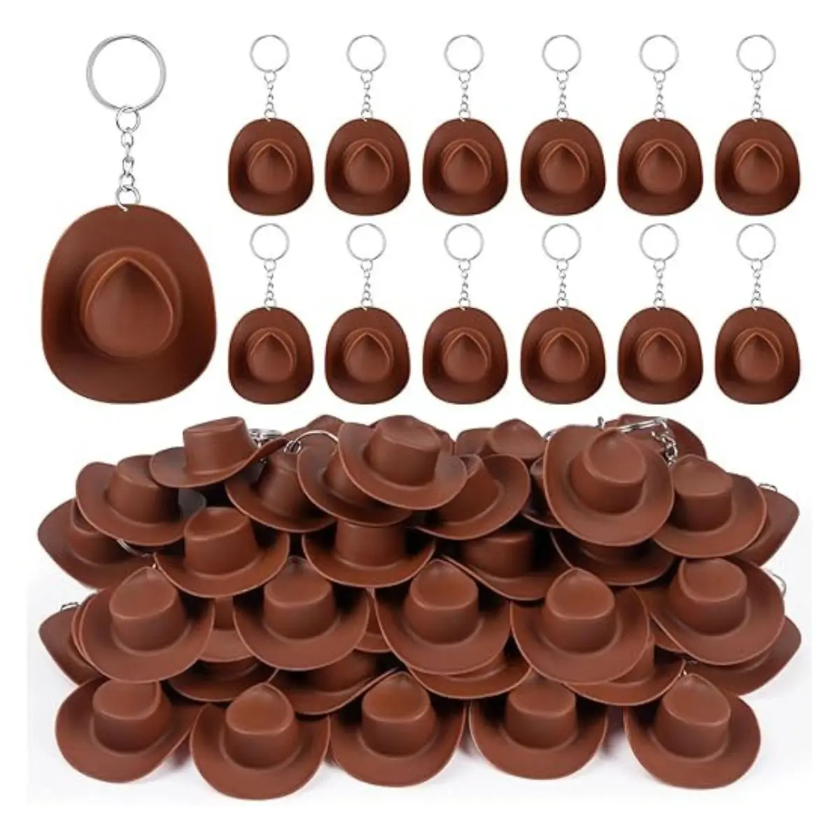 20PCS Mini Cowboy Hat Keychains – Western Party & Bachelorette Favors(Brown)