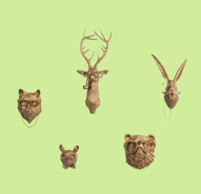 KINEFOLK Animal Head Wall Decor Whimsical Design 12" Tall 6" Wide Durable Resin Material Versatile Nature Artistry Ornaments for Living Room Bedroom