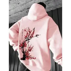 Floral Pullover Hoodie ?C Japanese Cherry Blossom Streetwear Sweatshirt, Casual Anime-Inspired Graphic Top for Men & Women, Great Gift for Him