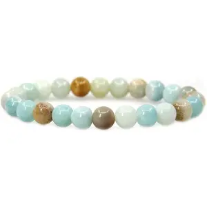Natural Multicolor Amazonite Gemstone 8mm Round Beads Stretch Bracelet 7" Unisex
