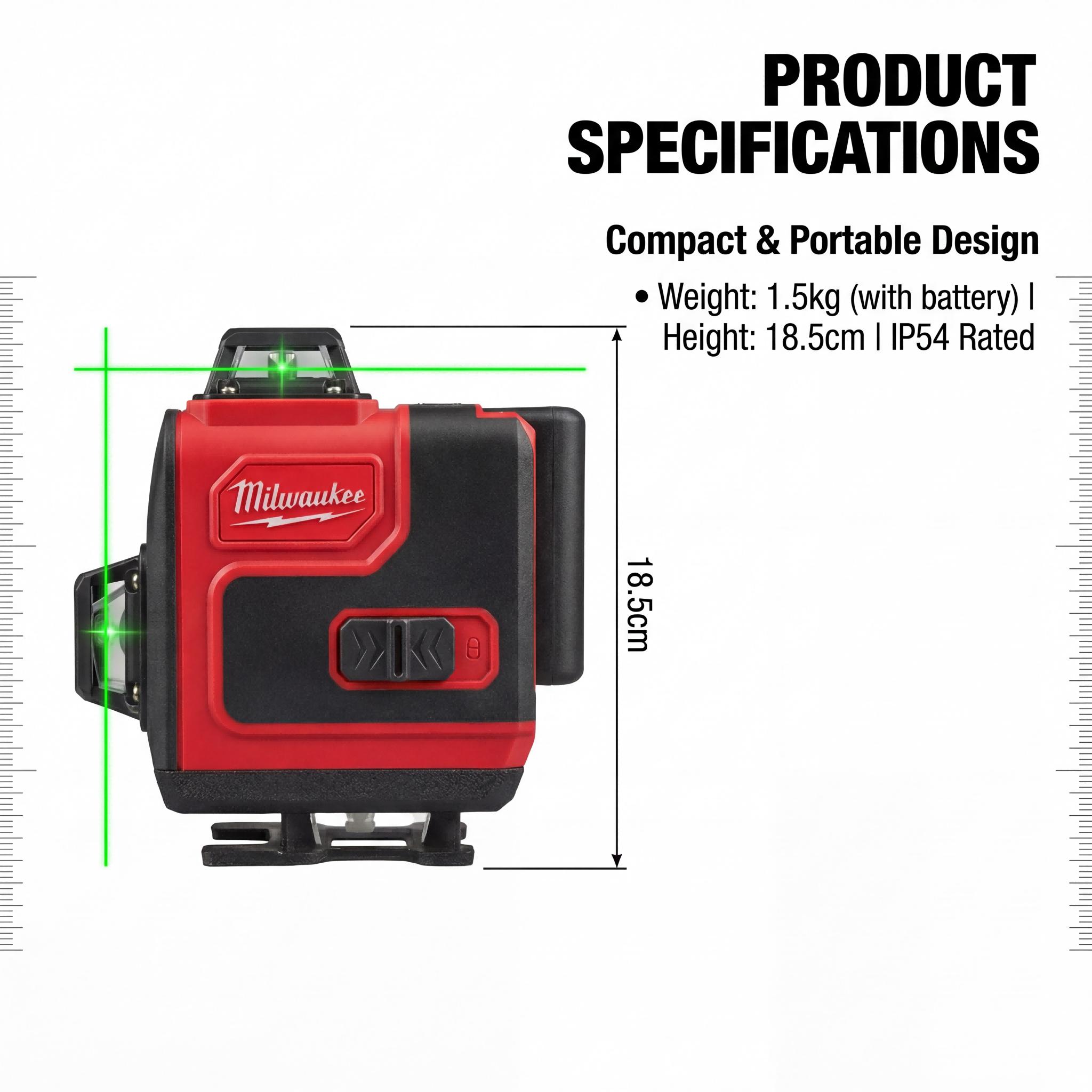 Milwaukee 16 Line Cross Laser Level With Battery Charger For Construction Layout Precision  green beam horizontal durable tool