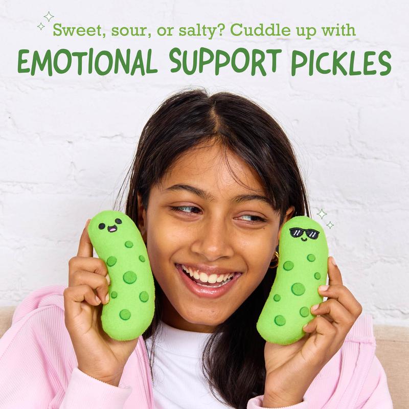 Emotional Support Pickles - Cuddly Stuffed Animals & Toys, Includes 5 Plushies with Carrying Basket, Perfect Funny Gift for All Ages