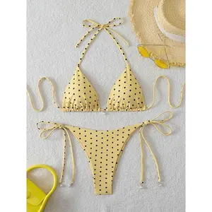 Trend Bikinis 2026 Women's Swimsuit Pearl Micro Bikinis Sets Dot Print Female Swimwear For Woman Bathing Suits Beachwear