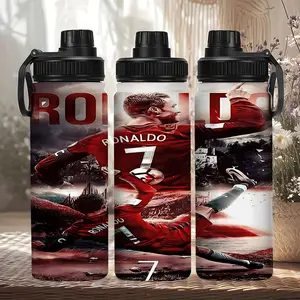 1pc CR7 Dynamic Action 20oz Portable stainless steel insulated cup, Leakproof Insulated Tumbler, Cristiano Ronaldo in red #7 jersey, with leak-proof design, suitable for outdoor trips, camping, gifting for Father's Day or Christmas