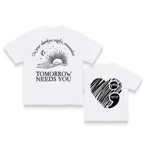 Soft Cotton Graphic Tee - Women's "You Matter" Casual Round Neck Short Sleeve T-Shirt in Blue with Heart & Sun Design, Machine Washable