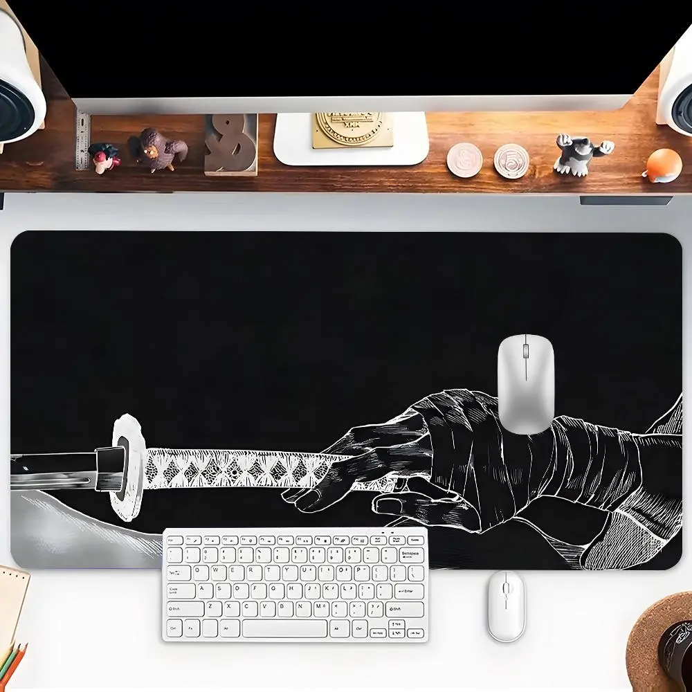 Samurai Sword Pattern Mouse Pad, Rectangle Gaming Mouse Pad, Non-slip Mousepad, Office Desk Keyboard Mouse Mat for Home Office Game Room Desk, Desk Accessories, Desktop Accessory