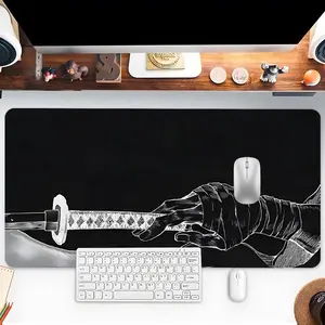 Samurai Sword Pattern Mouse Pad, Rectangle Gaming Mouse Pad, Non-slip Mousepad, Office Desk Keyboard Mouse Mat for Home Office Game Room Desk