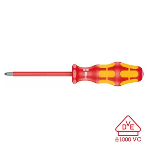 Wera 05006154001 Kraftform Plus VDE 162i PH Phillips Insulated Screwdriver, PH 2 Head, 4" Blade Length