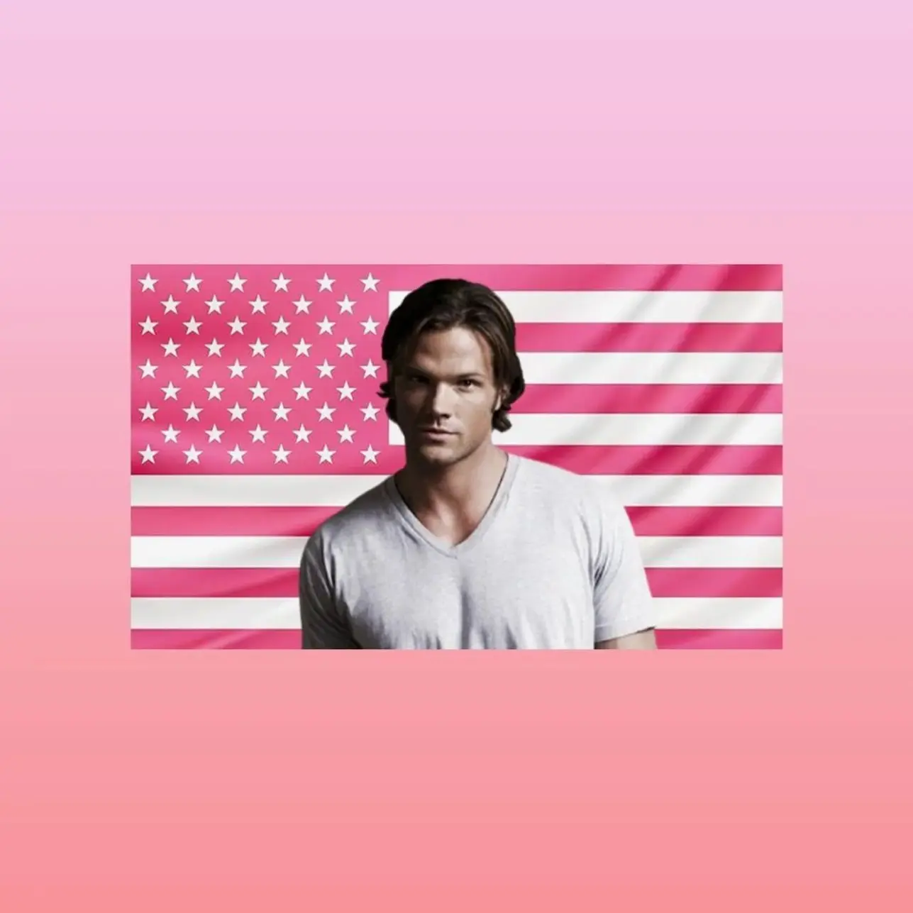 Dean Winchester Pink American Flag Tapestry – Supernatural Wall Art Decor | TV Show Fan Room Flag | Aesthetic Pink Bedroom Decor