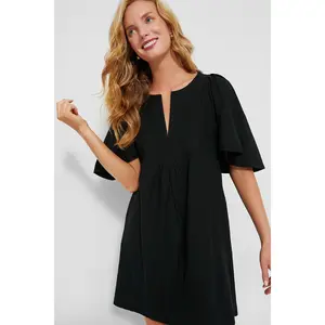 Black Finley Flutter Sleeve Dress