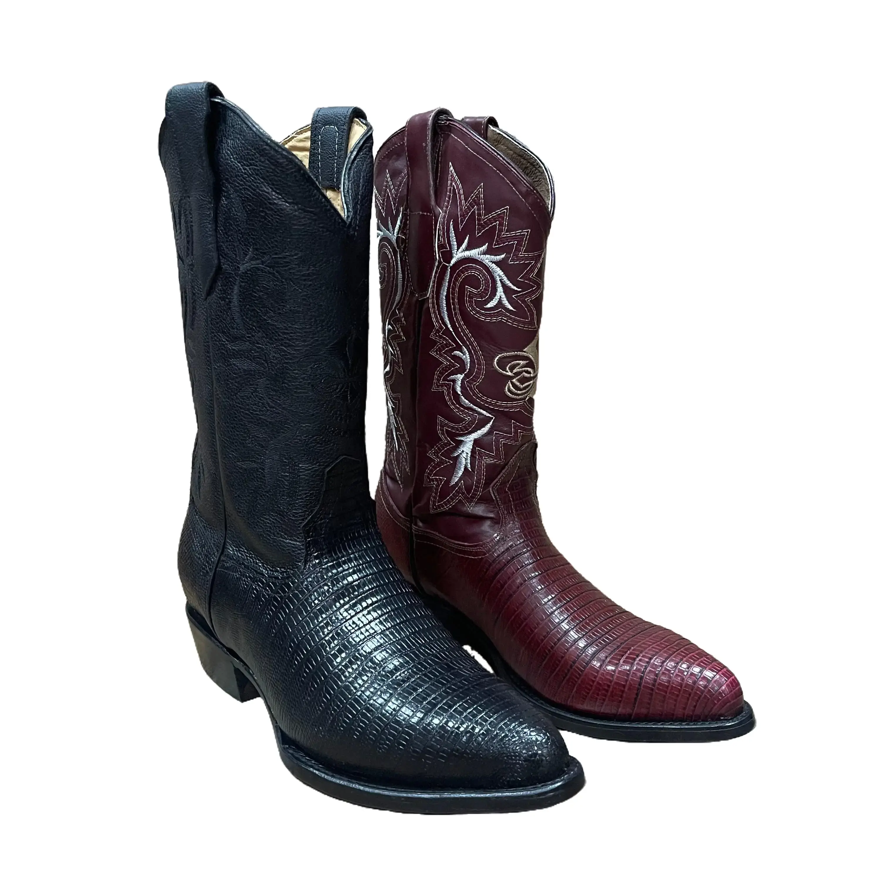 Men's Rodeo Cowboy Boots Genuine Cowhide Leather With Lizard-Print Embossed Pattern Western Est. 099 Lizard
