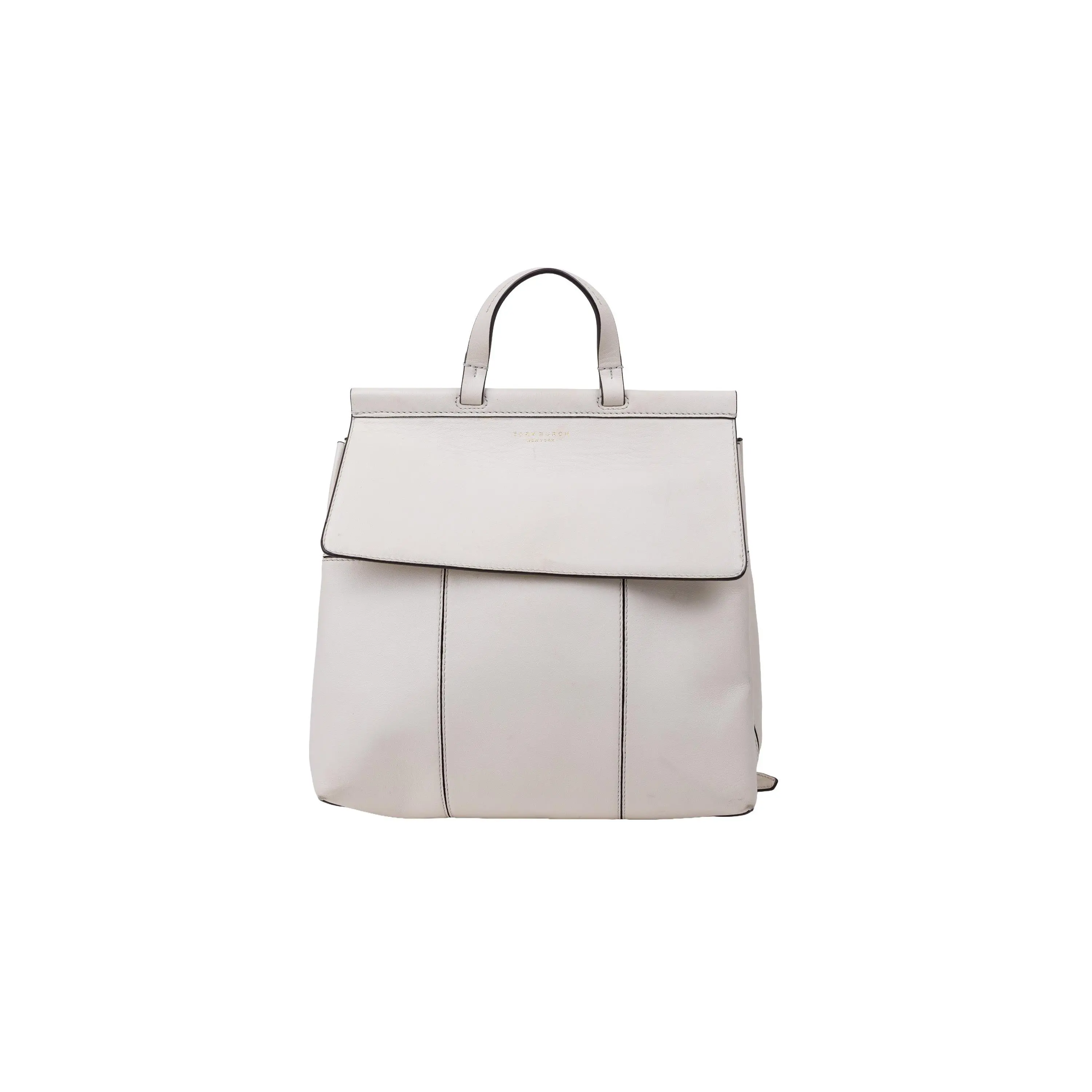 Tory Burch Cream Leather Block T Medium Backpack