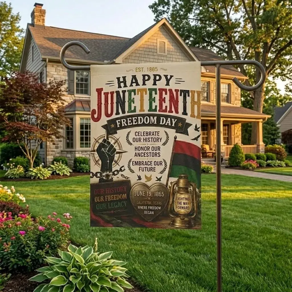Happy Juneteenth Freedom Day Garden Flag, Black History Celebration Banner, African American Heritage Yard Decor, Juneteenth Outdoor Flag